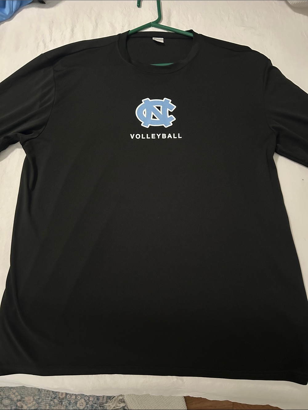 Sport-Tek Black Long Sleeve Volleyball Tee with Carolina Blue Logo